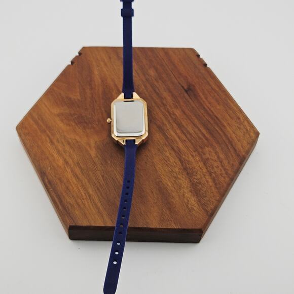 Rumba Watch Gold Tone With Cobalt Blue Thin Silicone Band Bold Futuristic Casual - Picture 5 of 6